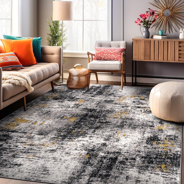 World Rug Gallery Adare Contemporary Abstract Area Rug 5' x 7' Yellow 977YELLOW5X7 - main